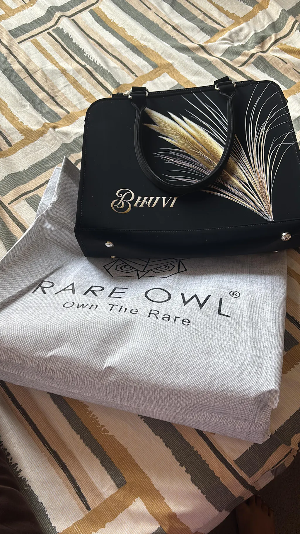 Golden Grain Customized Name Tote Bag for Women | Rare Minimal