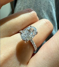 Demi Three-Quarter Coverage Lab Grown Oval Diamond Engagement Ring