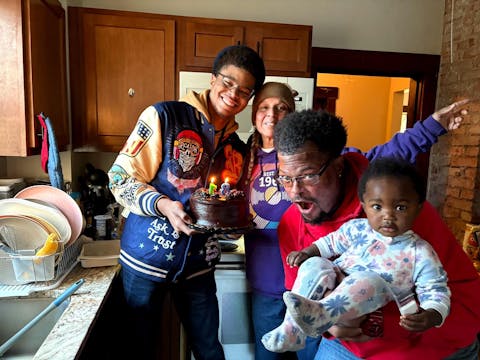 Born Free Chenille Patched Varsity Jacket - Navy