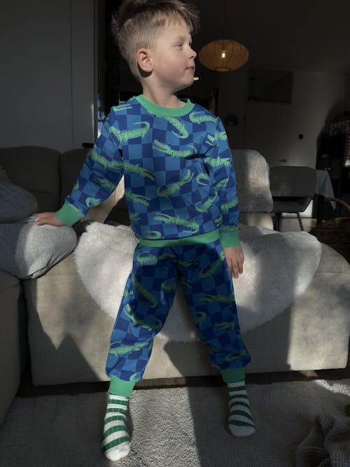 Croco Crew Blue Check | French Terry | 170 cm breed