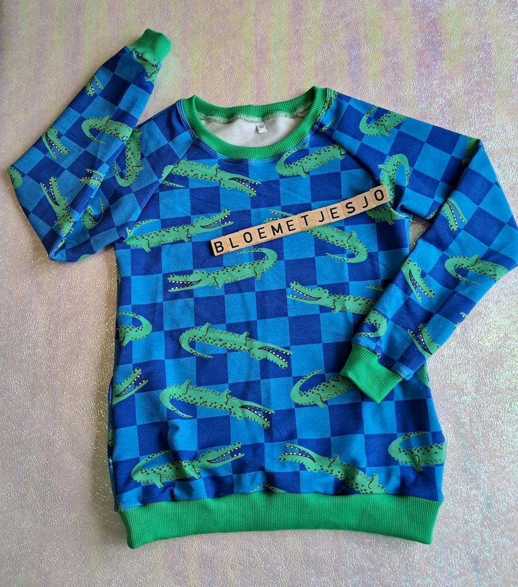 Croco Crew Blue Check | French Terry | 170 cm breed