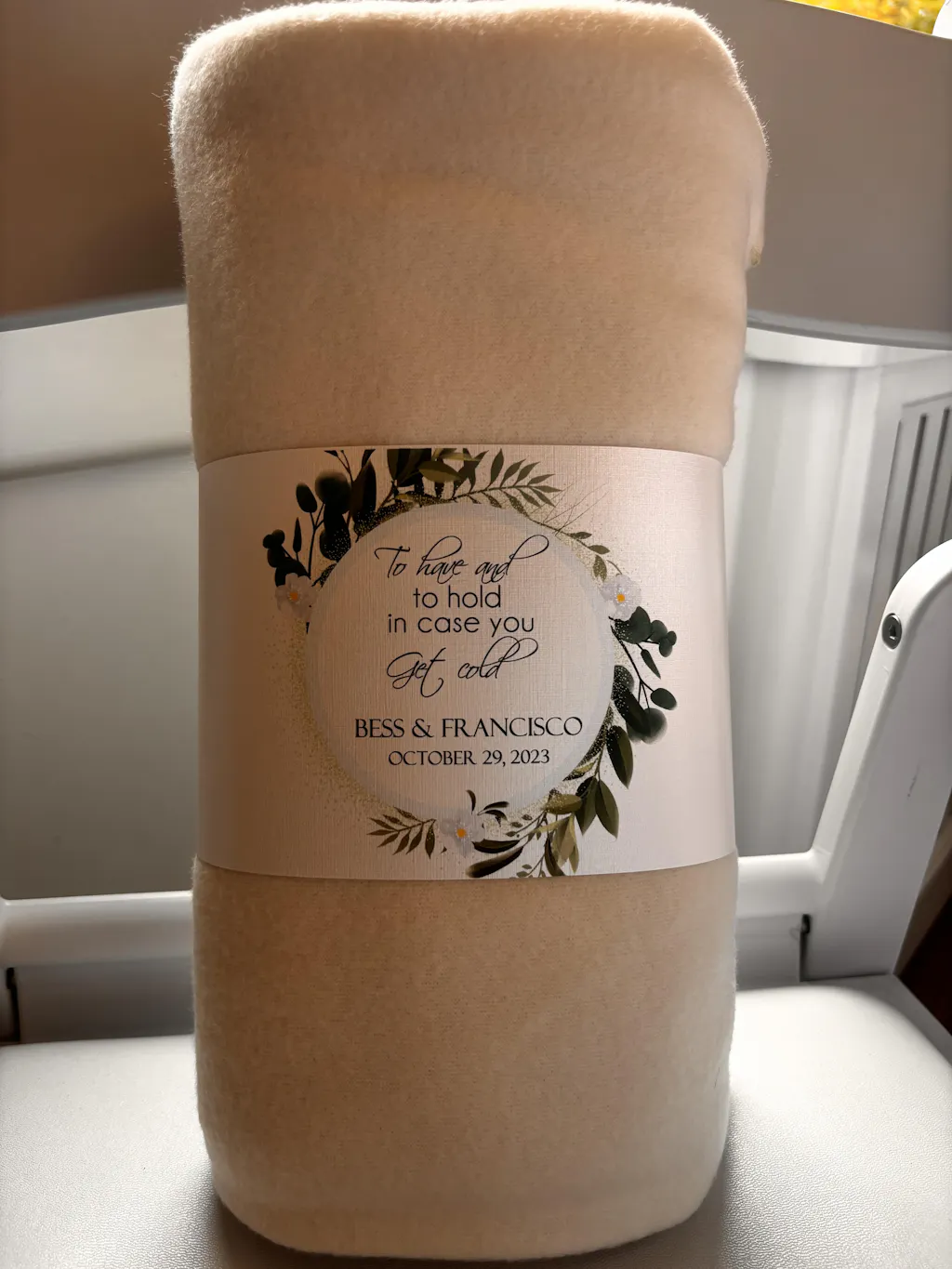 Ivory Polar Fleece Bulk Blanket Wedding Party Favor