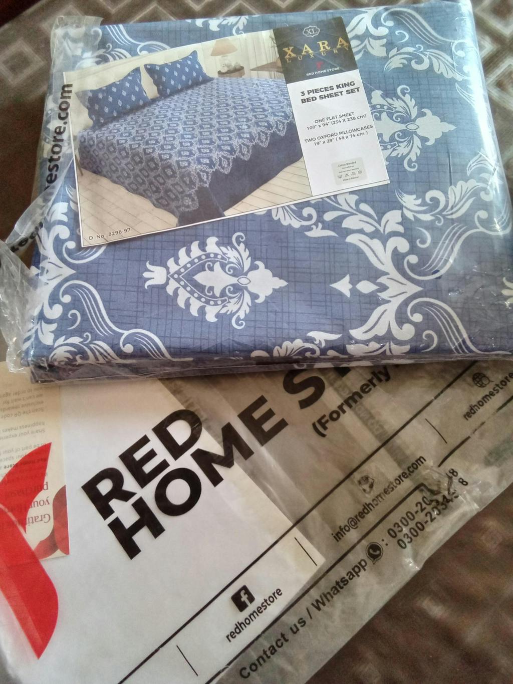 Xara Blue Geometric Grid Bed Sheet Set - 8296-97