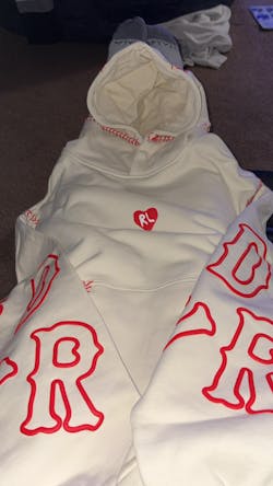 Red Stitches Scattered Hoodie