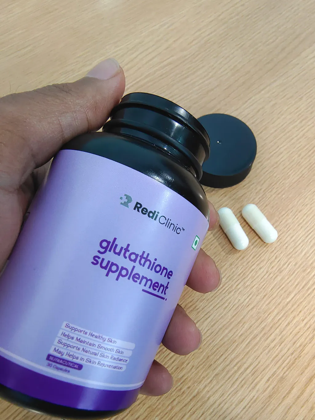 RediClinic Glutathione Capsules : 100% Pure Japanese Glutathione with  Vitamin C for Radiant Skin