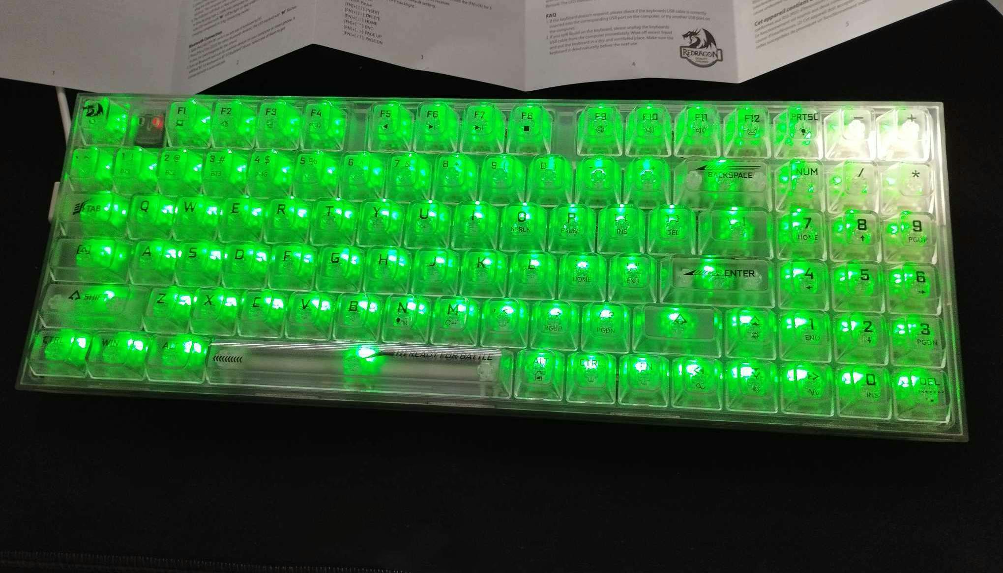 Redragon K660RGB-PRO (K556 TKL) Teclado Inalámbrico Para Juegos, 80% 87 Teclas BT/2.4Ghz Teclado Mecánico De Aluminio Tri-Modo Con Teclas De Función Mac, Conectores De Intercambio En Caliente Y Forma