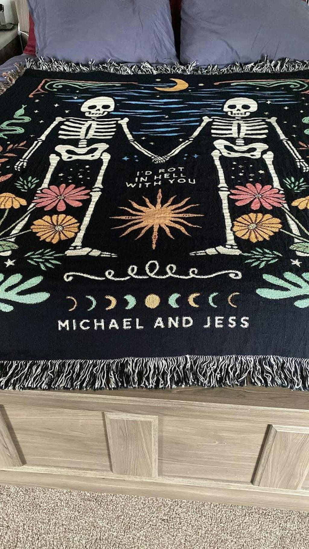 Personalized Skeleton Couple Woven Blankets Till Death Do Us Part