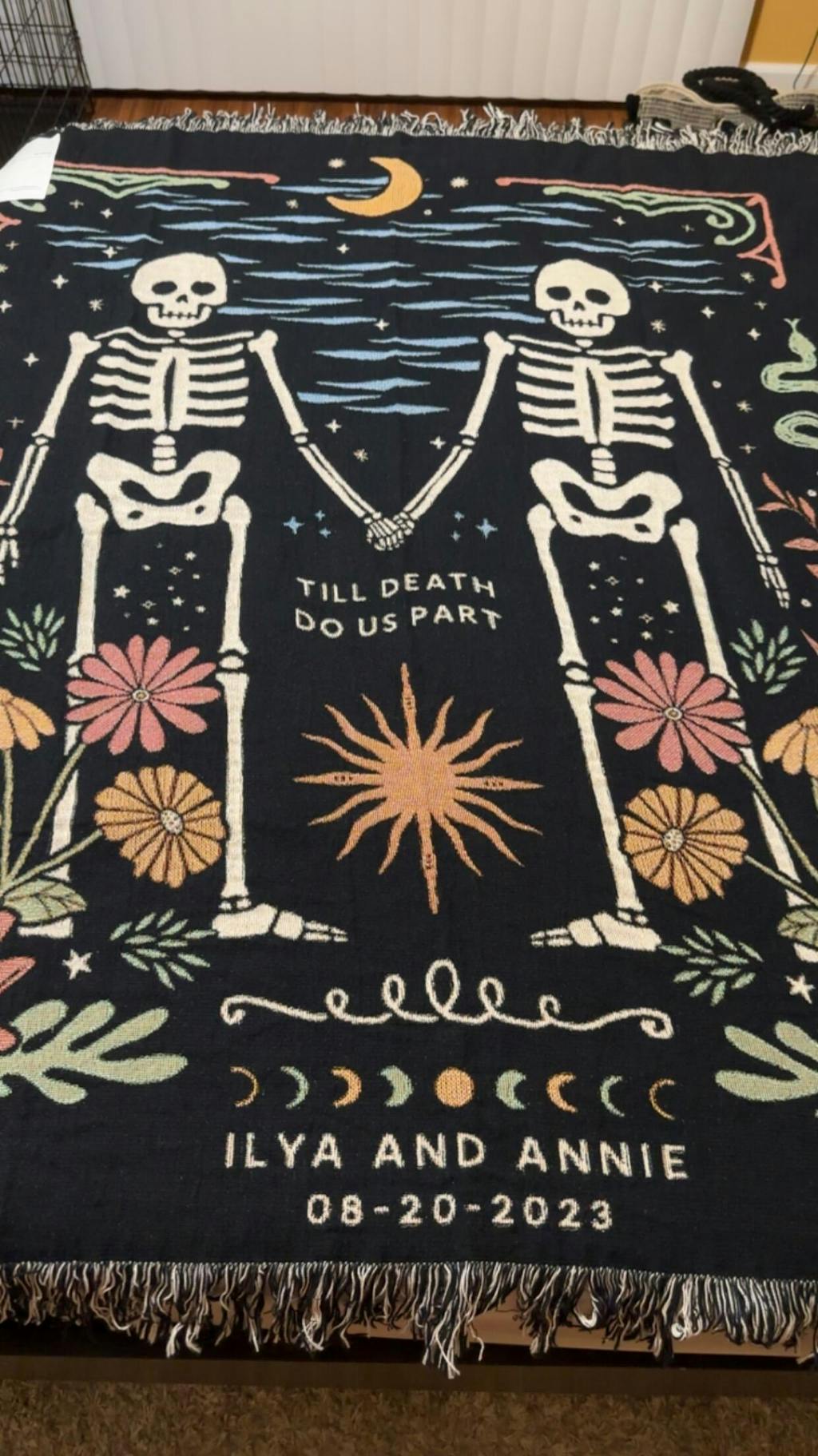 Personalized Skeleton Couple Woven Blankets Till Death Do Us Part