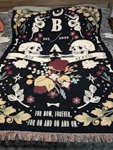 His and Hers Skulls Personalized Woven Blanket