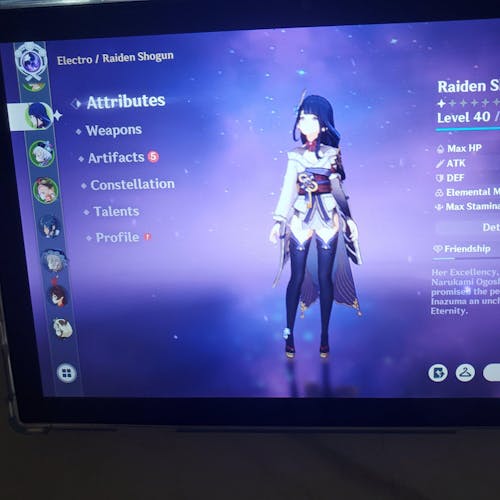 Raiden Shogun Genshin Account: Raiden Shogun with rerolled primogems