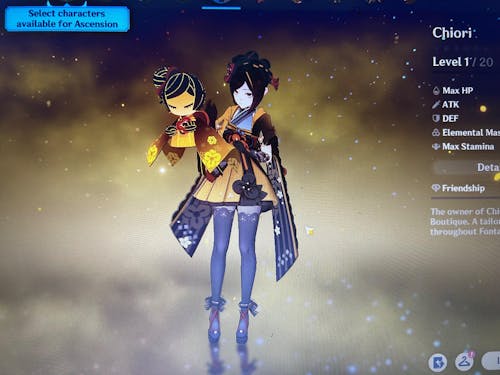 Chiori Genshin Account: Chiori with rerolled primogems