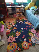 Handmade Colorful Roses Floral Wool Area Rug
