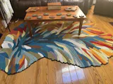 Handmade Irregular Shape Wool Area Rug - Unique Botanical Design Carpet