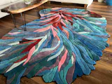 Handmade Irregular Shape Wool Area Rug - Unique Botanical Design Carpet