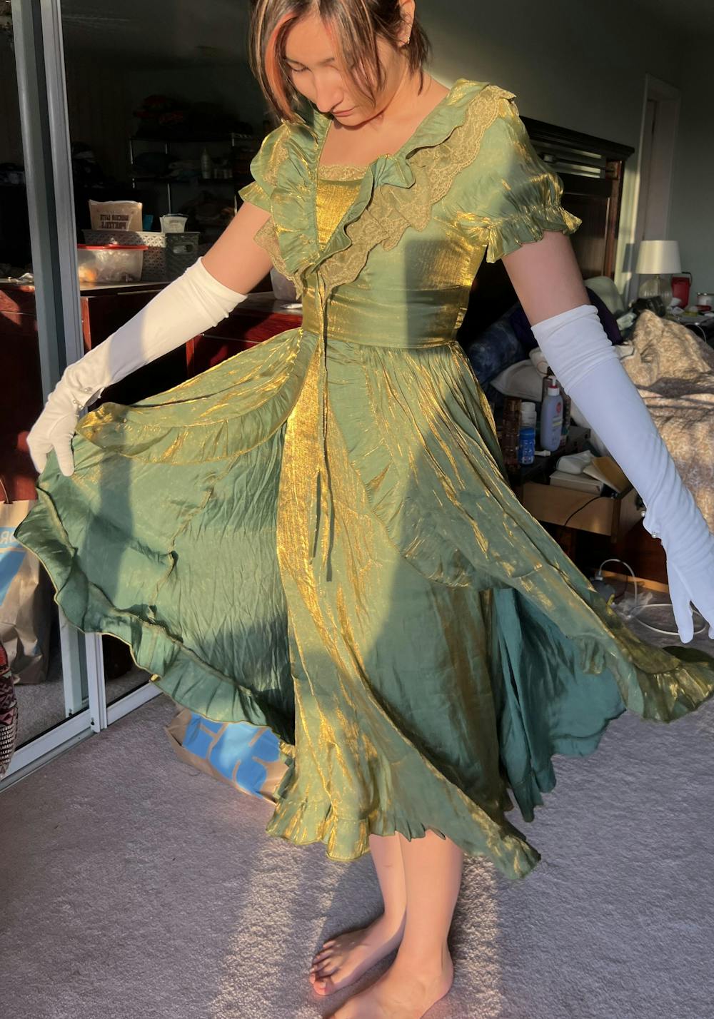 Coquette Ruffled Green Dress