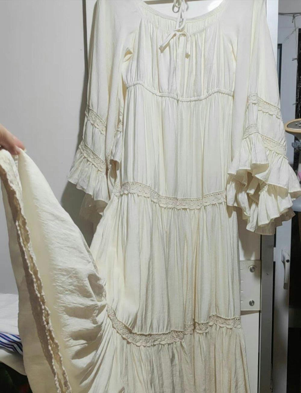 Dreamy Trumpet Sleeves Swing Prairie Dress