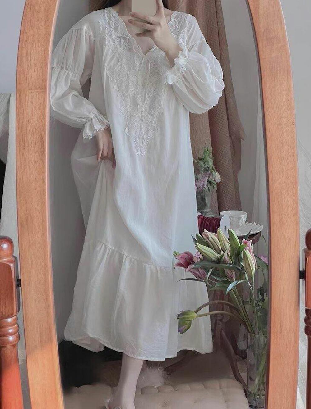 Vintage Style Cotton Night Gown Dress
