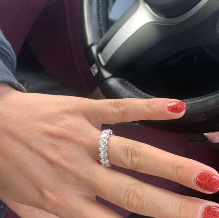 Half Eternity Oval Lab Grown Diamond Wedding Band