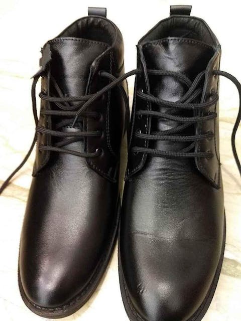 Men Pure Leather Ankle Shoes, Black Boots