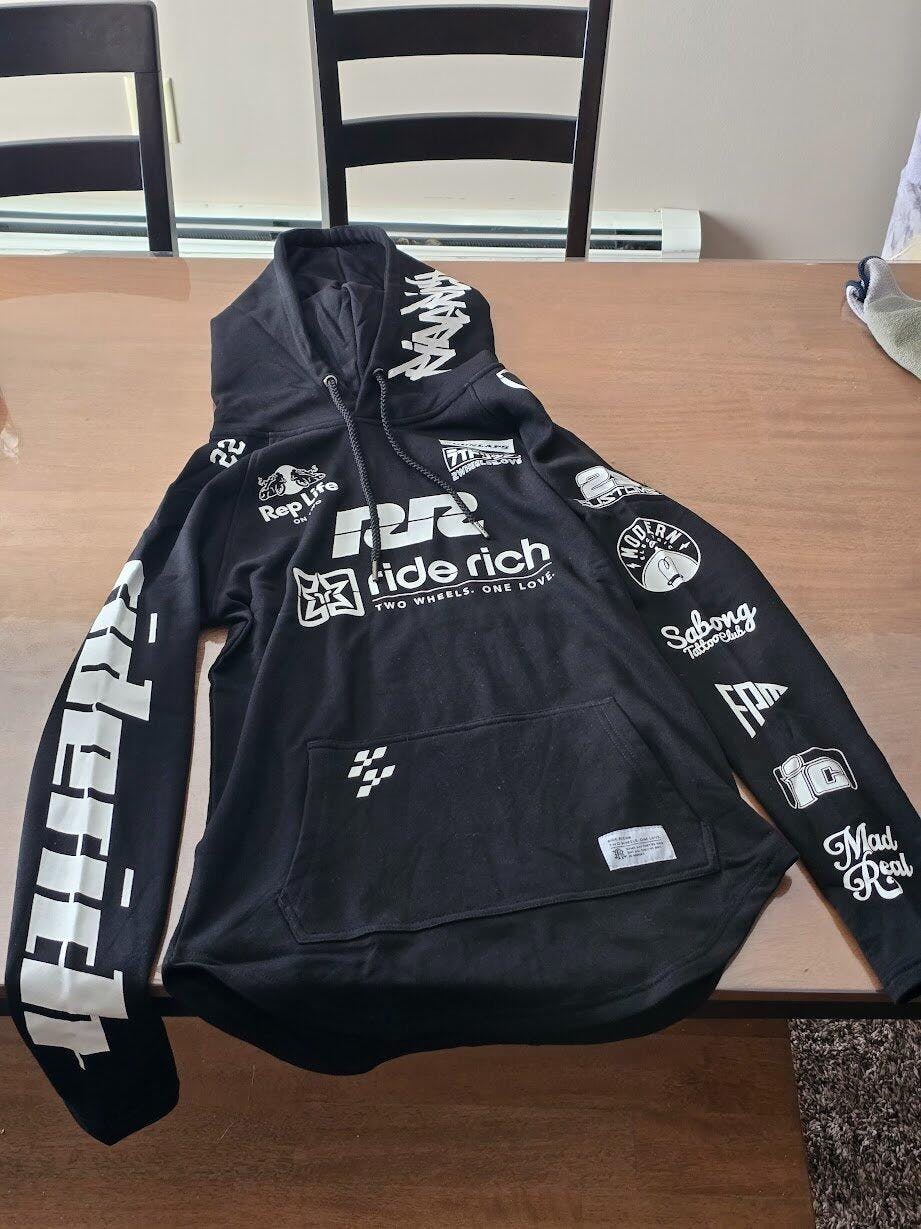 RR Racing Scoop Pullover Hoodie {White on Black}