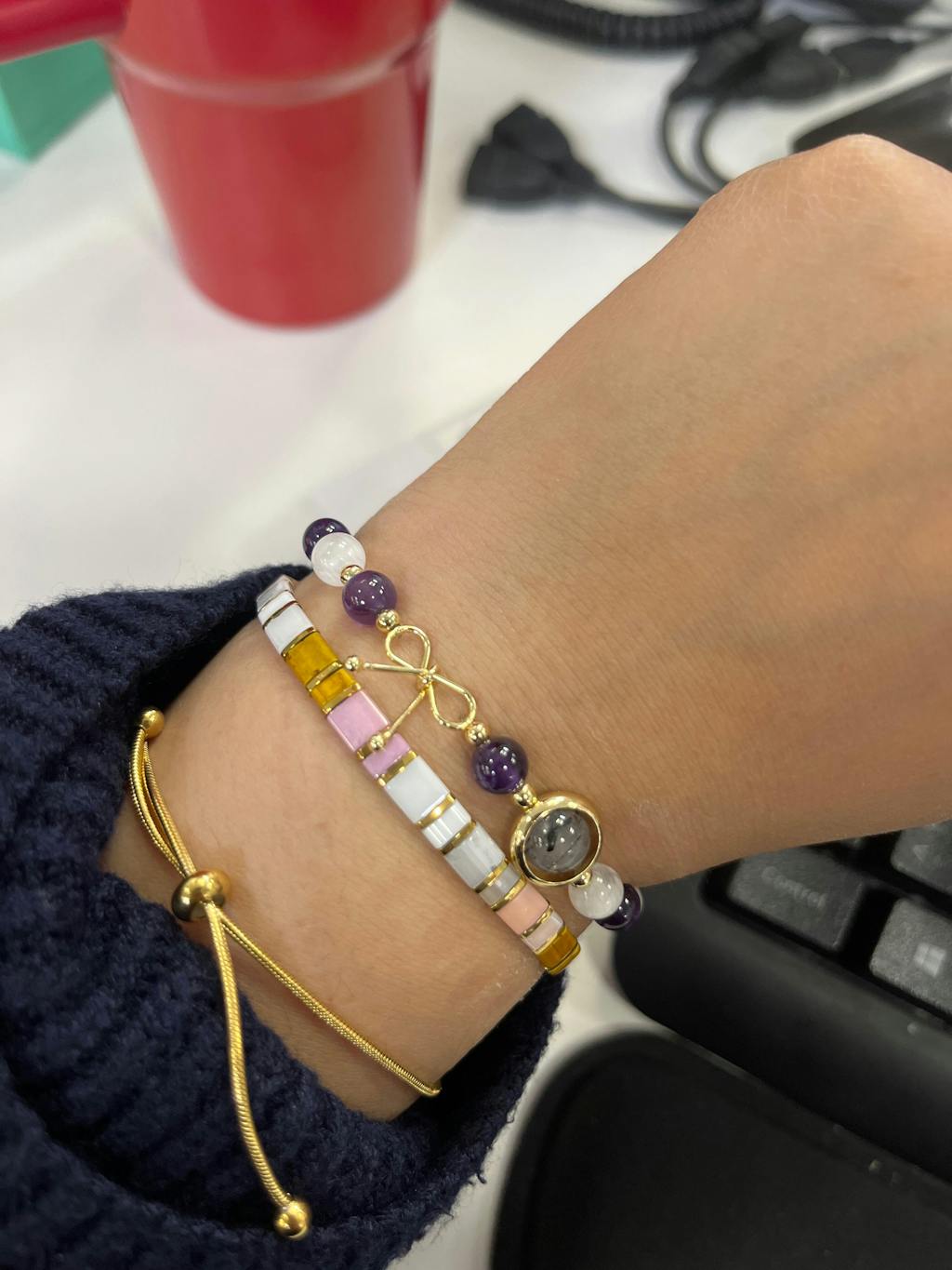 Pulsera de amatista de luz de Luna blanca