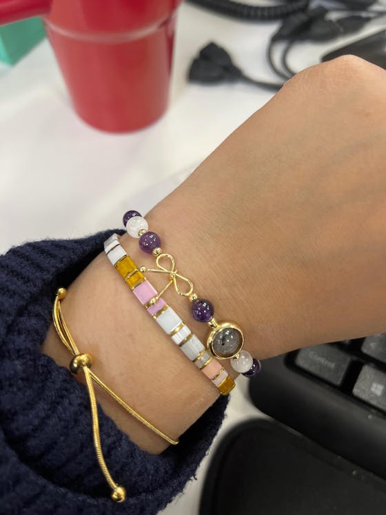 Pulsera de amatista de luz de Luna blanca