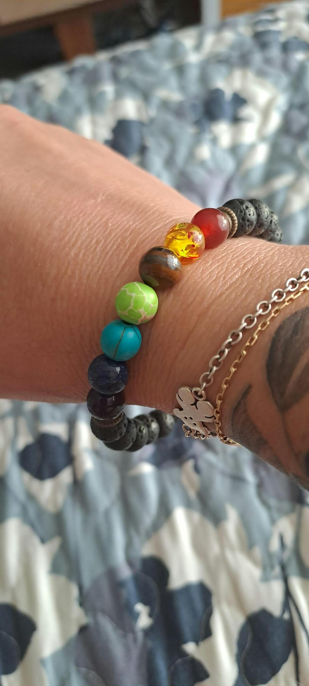 Pulsera Siete Chakras y piedras volcánicas
