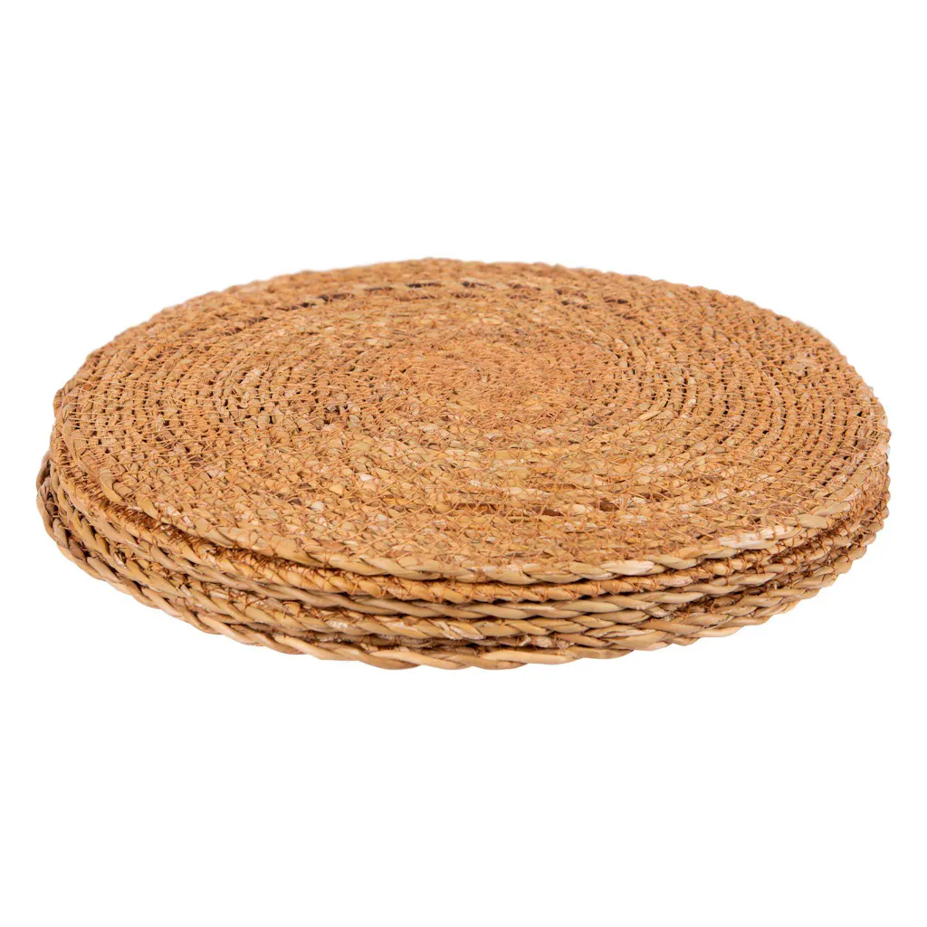 Set van 6 rechthoekige placemats van natuurlijk zeegras, 43 x 30 cm, rotan geweven placemats voor de eettafel