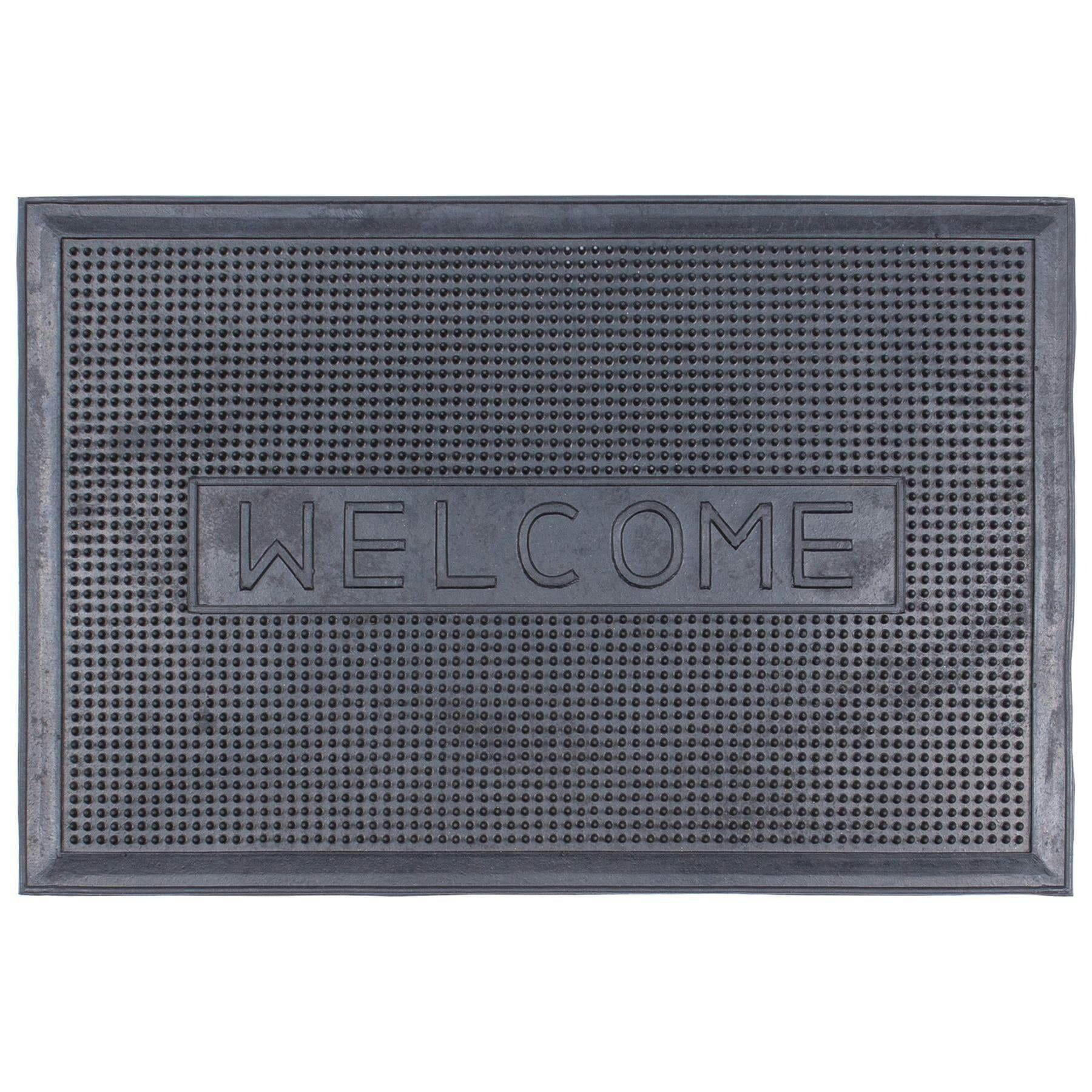 Heavy Duty Rubber Door Mat | Non-Trip Ramp Edges | Non-Slip Surface | Wheelchair & Pushchair Friendly | Indoor & Outdoor Dirt Trapping Entrance Mat (40cm X 60cm