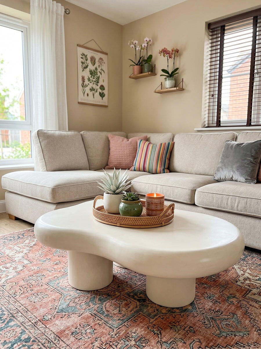 Quincy Coffee Table, Cream | Glass Coffee Tables UK | Rit Concept