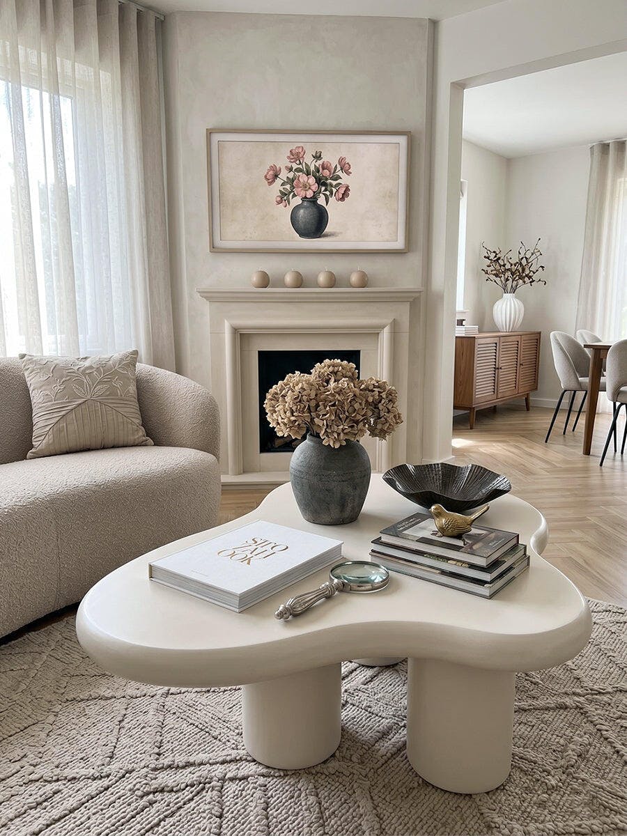 Quincy Coffee Table, Cream | Glass Coffee Tables UK | Rit Concept