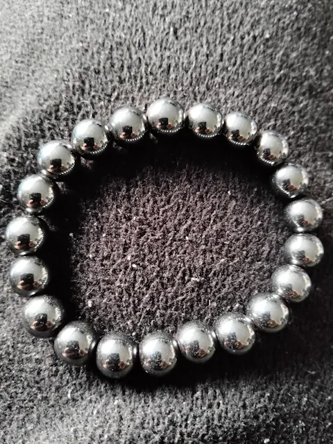 Hematite Round Bead Bracelet