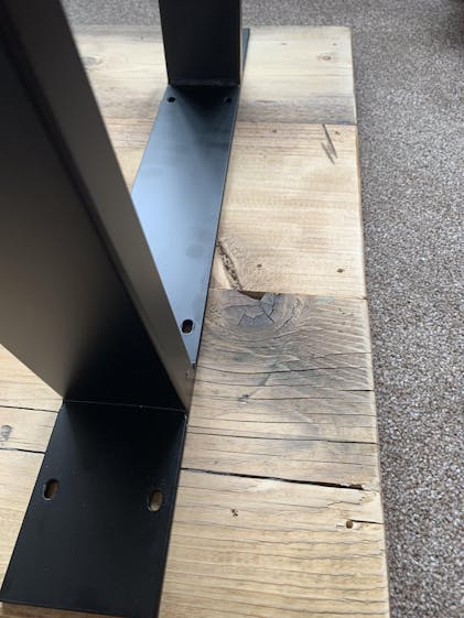 Reclaimed Wood Office Desk With Black Trapezium Legs, CUSTOMISABLE 