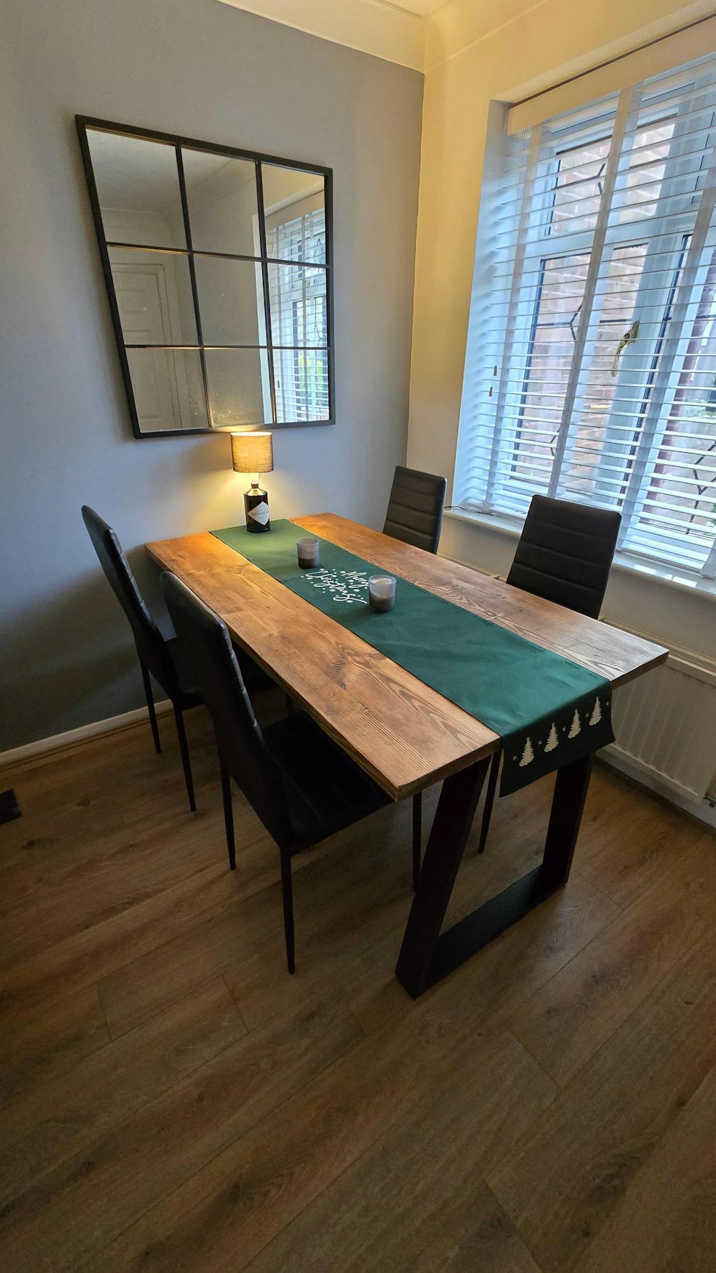 CHISHOLM: Reclaimed Dining Table with Black Trapezium Legs