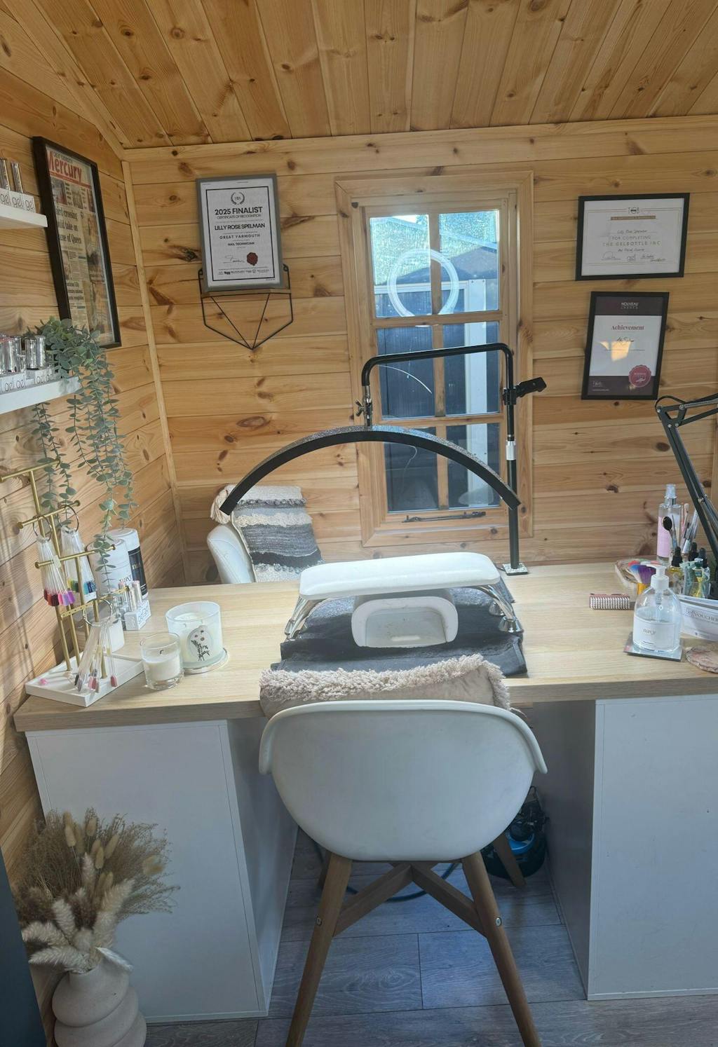 Half Moon Beauty Desk Nail Lamp 25" - Clamp