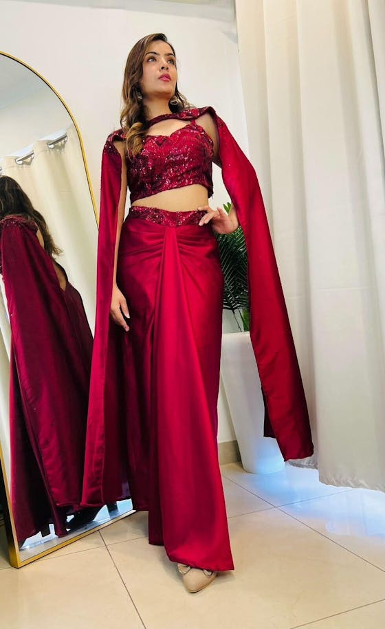 Glamorous & designer dhoti drape skirt dress for cocktail & wedding for women