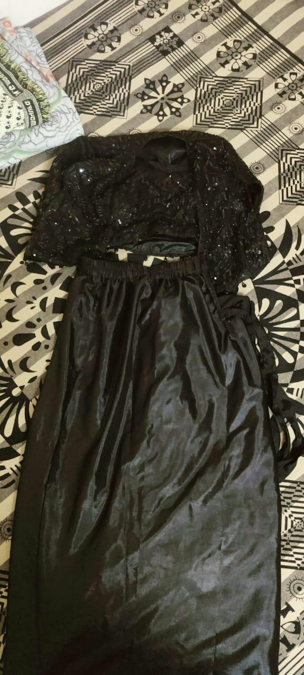 Designer & Partywear 3pc Black Drape Skirt Jacket Set for women perfect Cocktail & wedding outfit