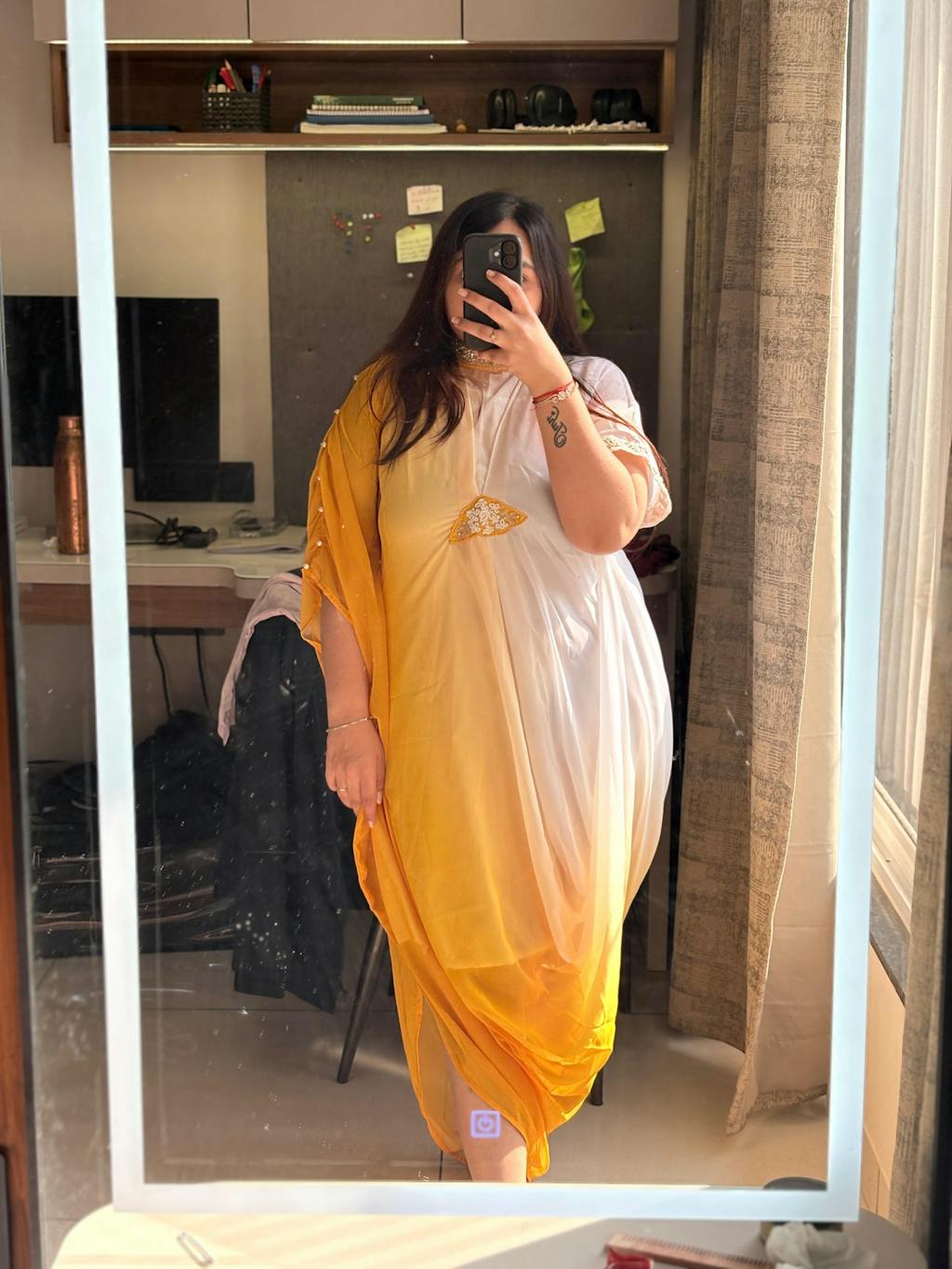 Designer Cowl  Kaftan Dress in ombre as  Haldi  dress/outfit