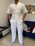 Men's White Solid Color Lapel Neck Short Sleeve Shirt & Pants Set