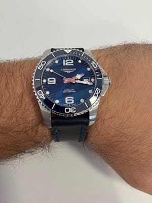 Çift Katlı Deri Saat Kayışı - Indigo Mavi