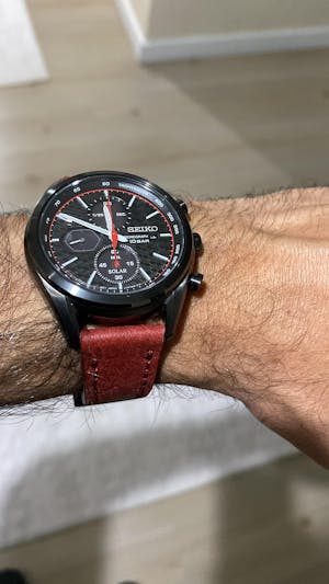 Pueblo Çift Katlı Deri Saat Kayışı - Coral Red