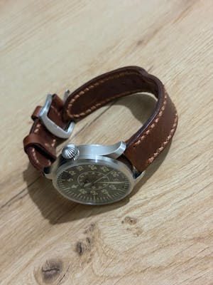 Çift Katlı Deri Saat Kayışı - Antik Kahve