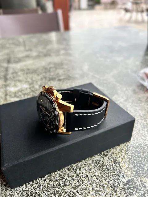 Çift Katlı Deri Saat Kayışı - Siyah