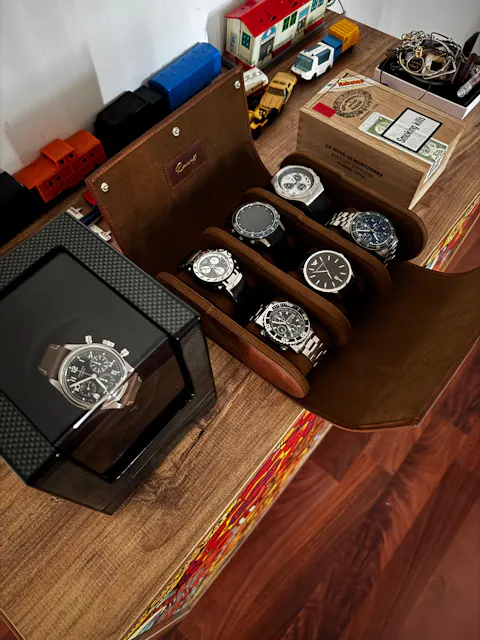 6'lı Deri Saat Kutusu - Tobacco - Watch Roll