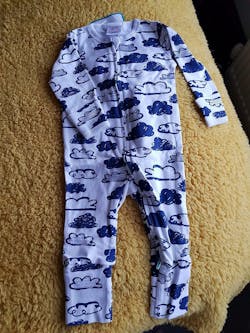 Navy Clouds Sleepsuit with Two-Way Zip