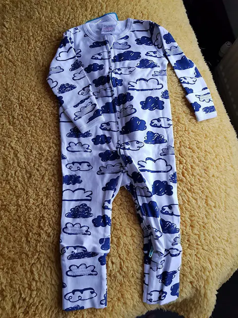 Navy Clouds Sleepsuit with Two-Way Zip