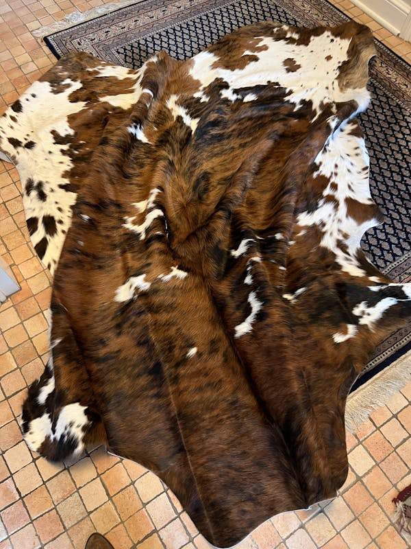 Tricolor White Belly Cowhide Rug