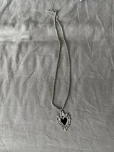 Punk Rock Black Heart Cross Pendant Chain Necklace