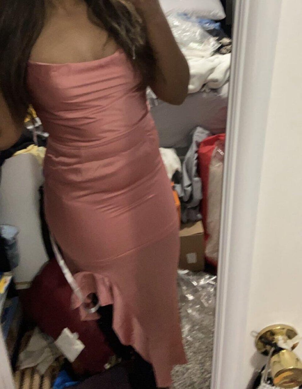 Elegant Pink Spaghetti Strap Mermaid Side Slit Long Prom Dress Ideas, Evening Party Dresses, OLP1470