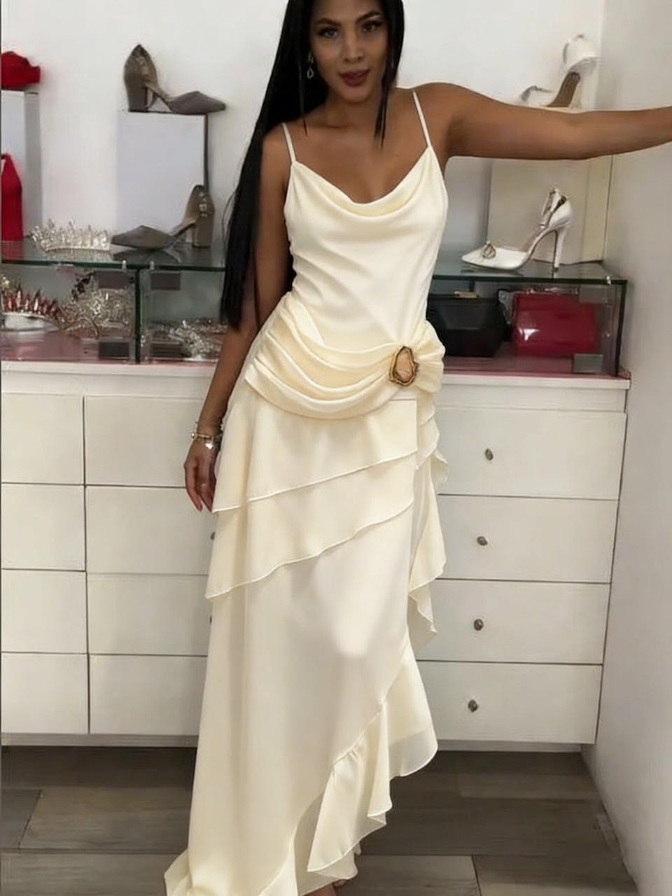 Sexy Spaghetti Strap Sleeveless Mermaid Chifffon Evening Homcoming Dresses Online, OLP1133